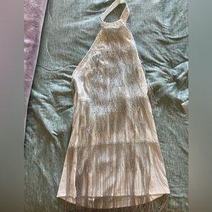 Silver Fringe Halter Dress